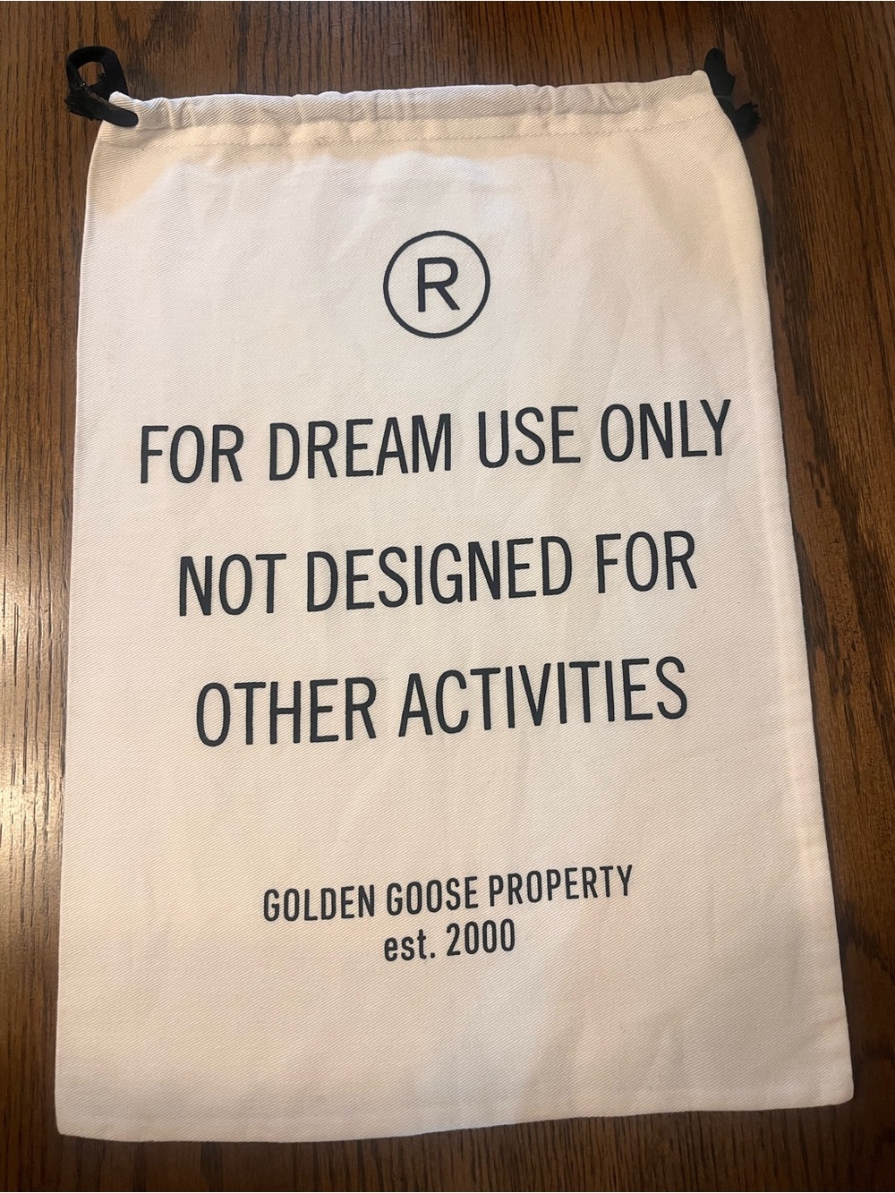 Golden Goose White Canvas Dust Bag with Black Logo